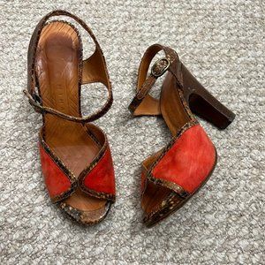 Chie Mihara red brown strappy heels size 37.5